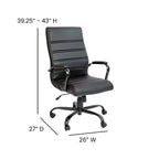 Fauteuil de bureau de direction pivotant à dossier haut avec accoudoirs