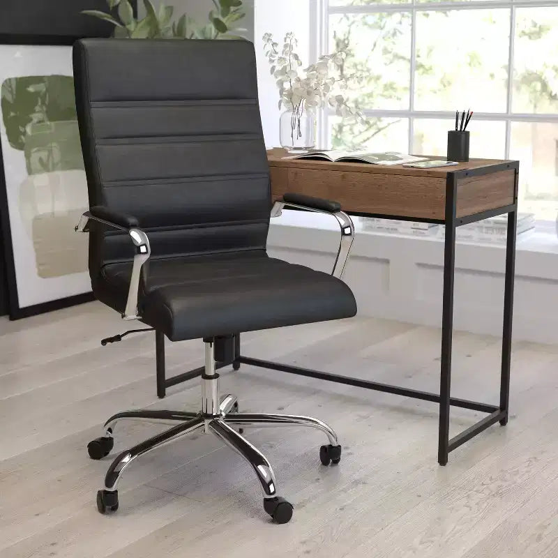 Fauteuil de bureau de direction pivotant à dossier haut avec accoudoirs