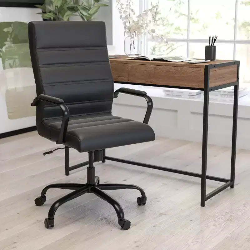 Fauteuil de bureau de direction pivotant à dossier haut avec accoudoirs