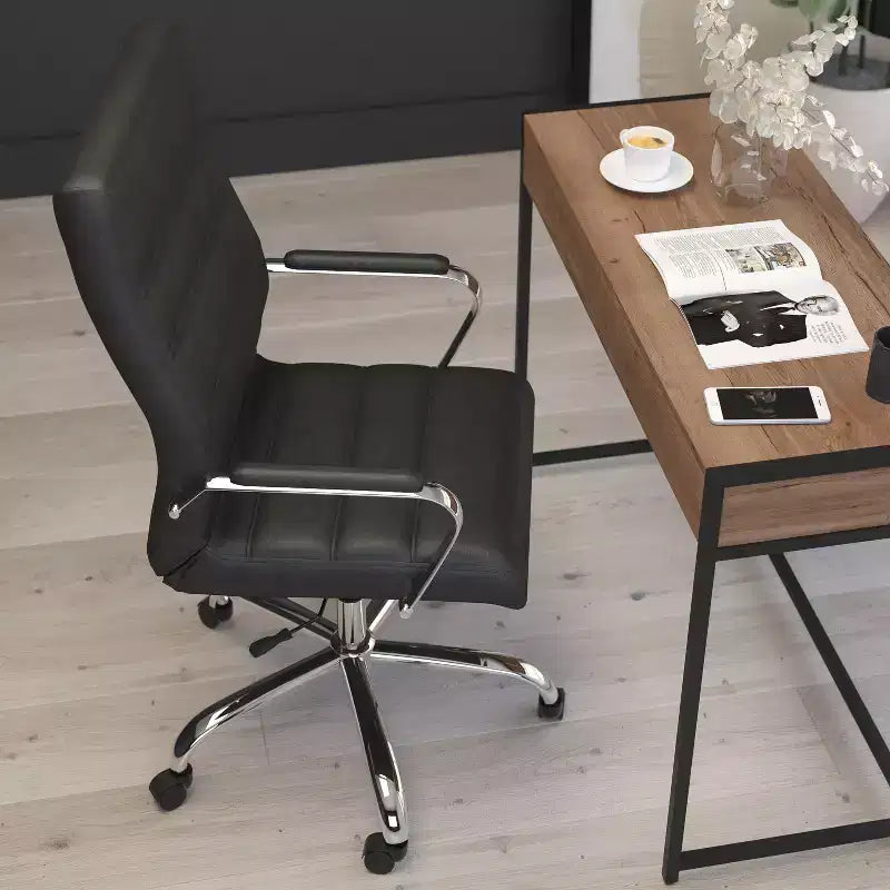 Fauteuil de bureau de direction pivotant à dossier haut avec accoudoirs