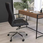 Fauteuil de bureau de direction pivotant à dossier haut avec accoudoirs