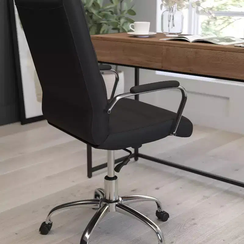 Fauteuil de bureau de direction pivotant à dossier haut avec accoudoirs