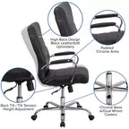 Fauteuil de bureau de direction pivotant à dossier haut avec accoudoirs