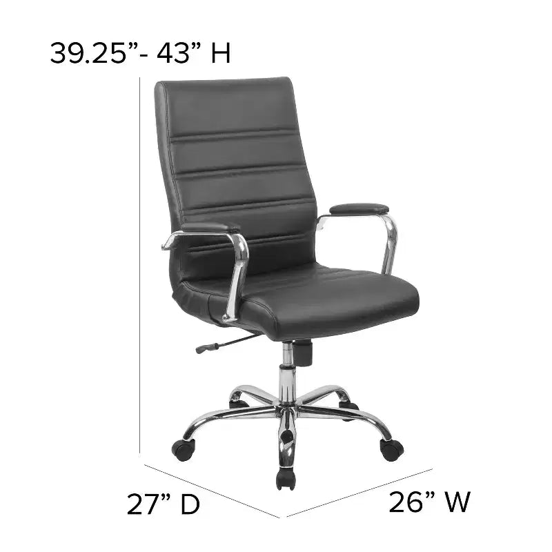 Fauteuil de bureau de direction pivotant à dossier haut avec accoudoirs
