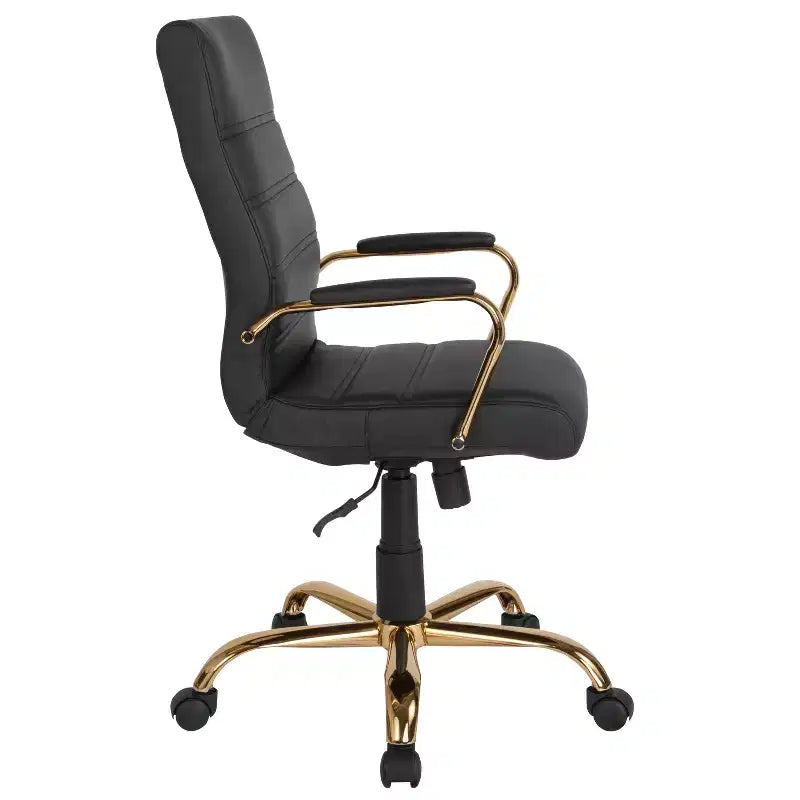 Fauteuil de bureau de direction pivotant à dossier haut avec accoudoirs