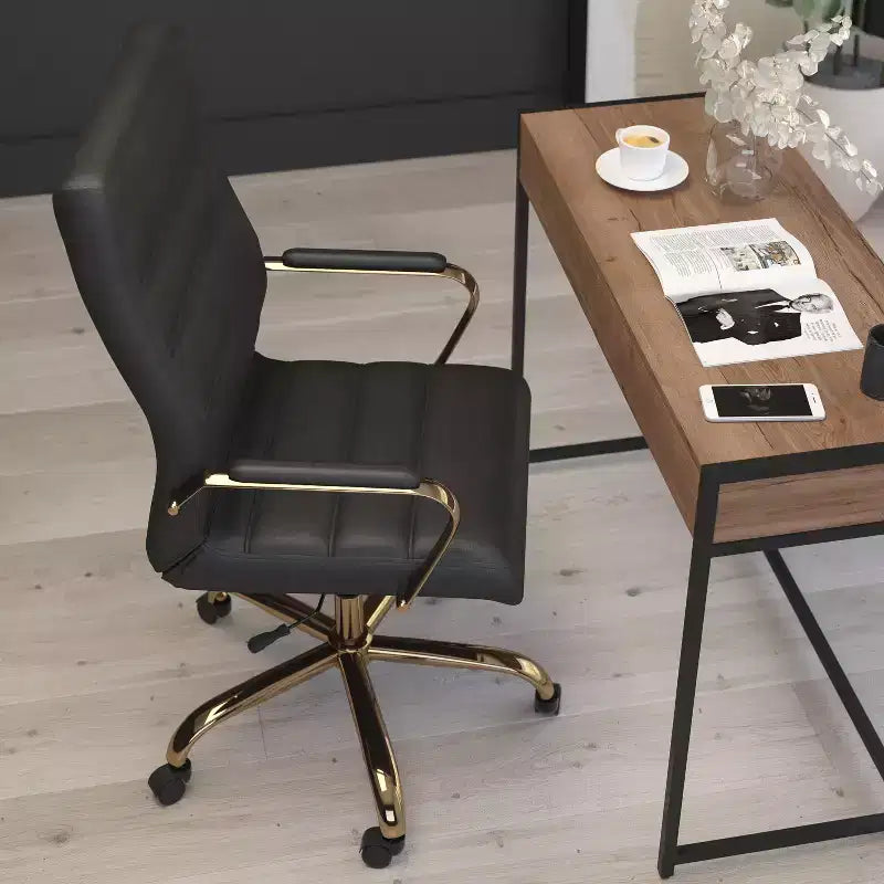 Fauteuil de bureau de direction pivotant à dossier haut avec accoudoirs