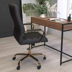 Fauteuil de bureau de direction pivotant à dossier haut avec accoudoirs