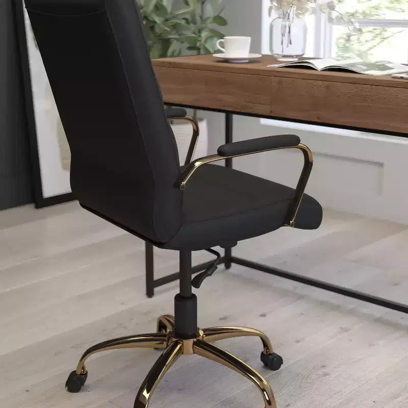 Fauteuil de bureau de direction pivotant à dossier haut avec accoudoirs