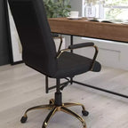 Fauteuil de bureau de direction pivotant à dossier haut avec accoudoirs
