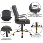 Fauteuil de bureau de direction pivotant à dossier haut avec accoudoirs