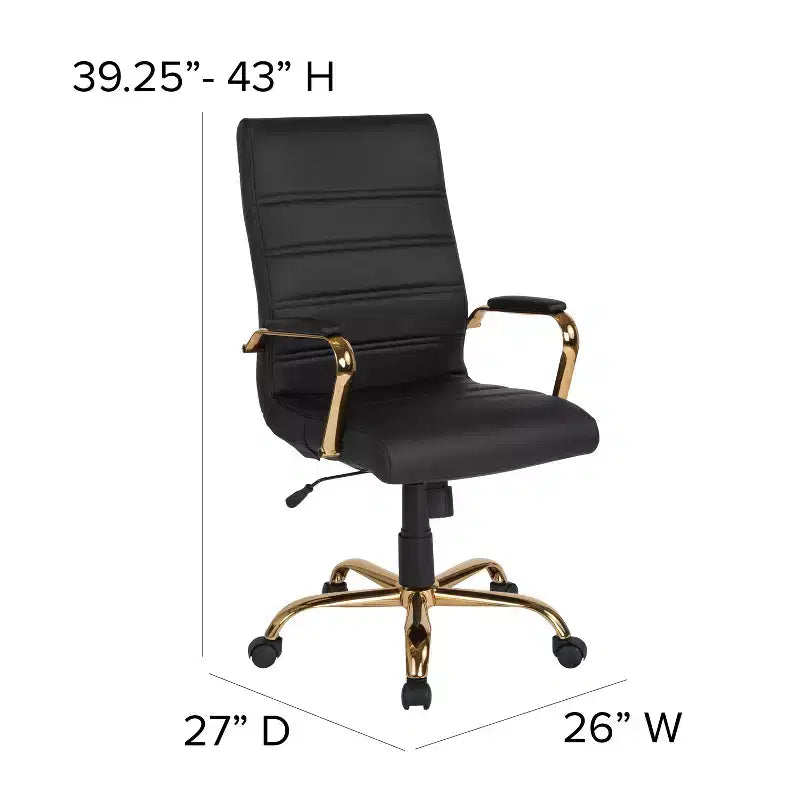Fauteuil de bureau de direction pivotant à dossier haut avec accoudoirs