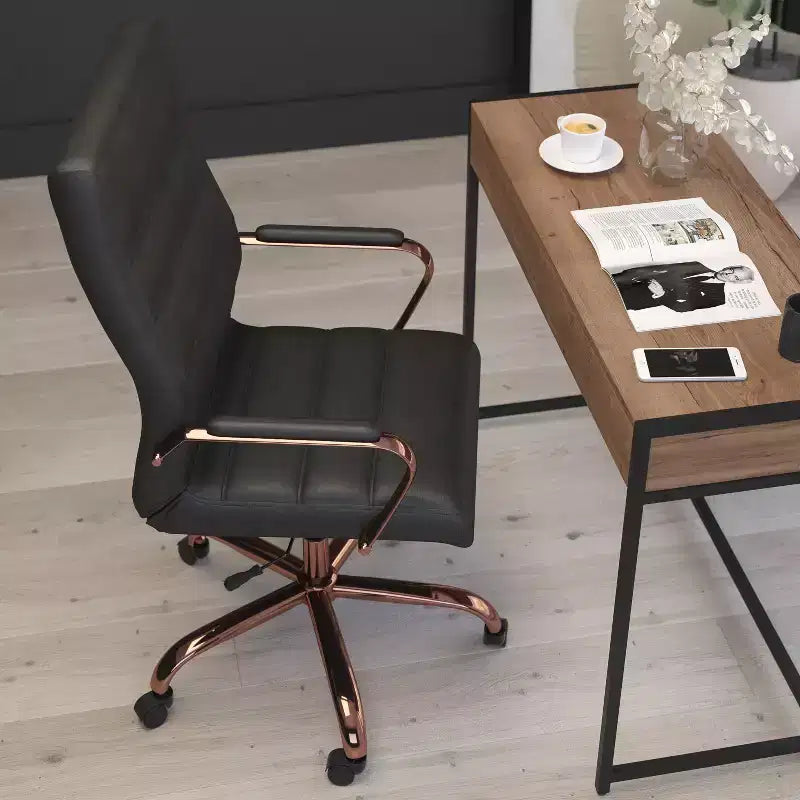 Fauteuil de bureau de direction pivotant à dossier haut avec accoudoirs