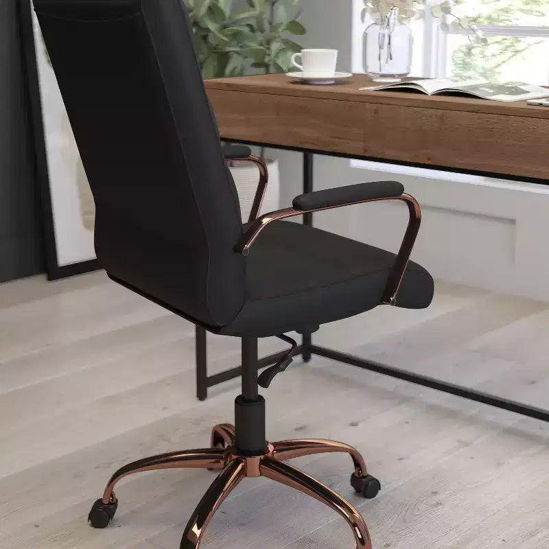 Fauteuil de bureau de direction pivotant à dossier haut avec accoudoirs