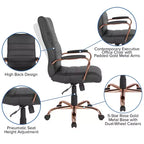 Fauteuil de bureau de direction pivotant à dossier haut avec accoudoirs