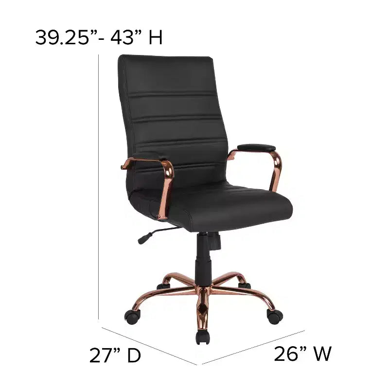 Fauteuil de bureau de direction pivotant à dossier haut avec accoudoirs