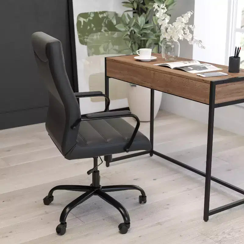 Fauteuil de bureau de direction pivotant à dossier haut avec accoudoirs