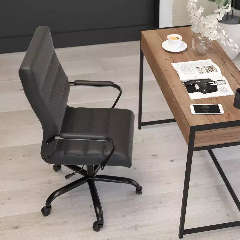 Fauteuil de bureau de direction pivotant à dossier haut avec accoudoirs