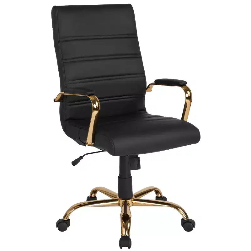 Fauteuil de bureau de direction pivotant à dossier haut avec accoudoirs