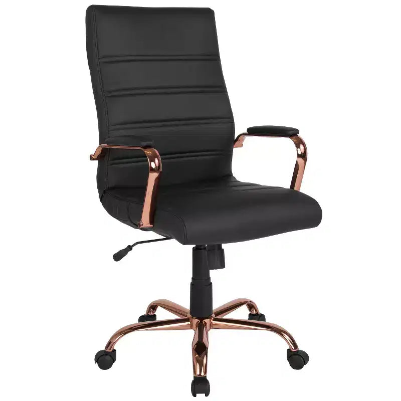 Fauteuil de bureau de direction pivotant à dossier haut avec accoudoirs