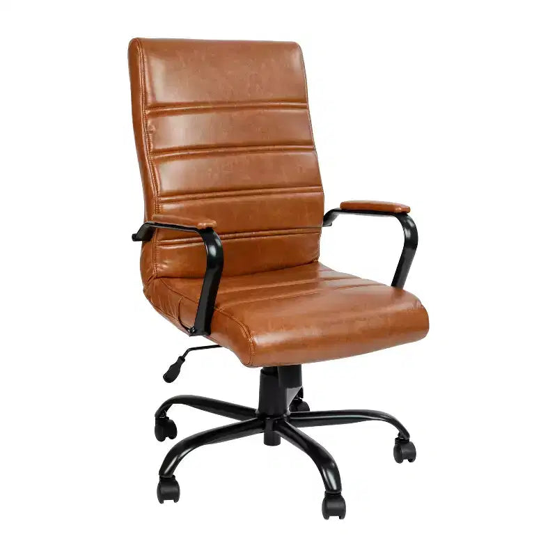 Fauteuil de bureau de direction pivotant à dossier haut avec accoudoirs