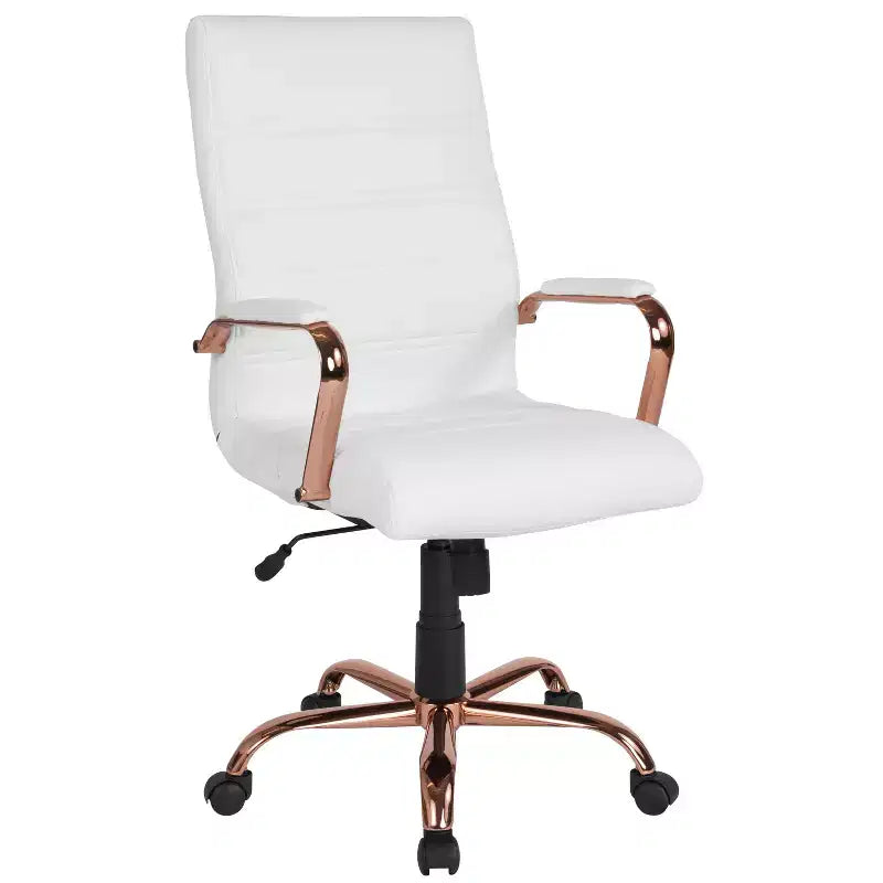 Fauteuil de bureau de direction pivotant à dossier haut avec accoudoirs