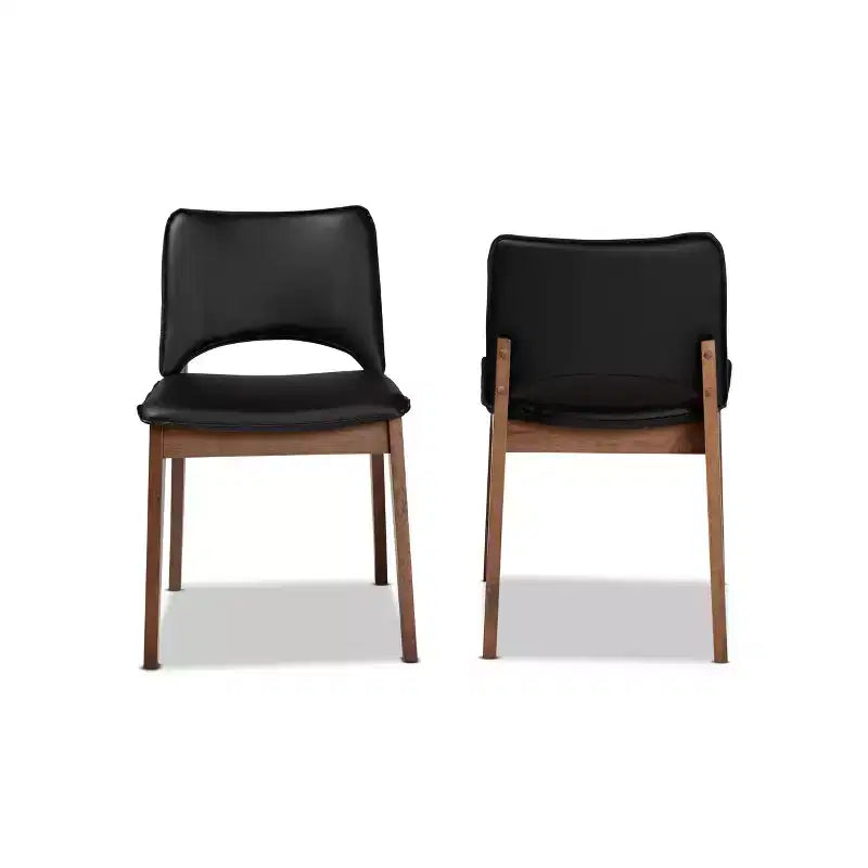 Ensemble de 2 chaises de salle à manger en similicuir rembourré et bois