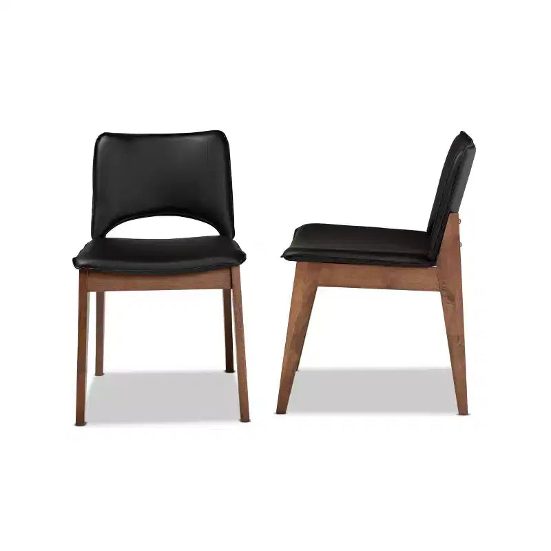 Ensemble de 2 chaises de salle à manger en similicuir rembourré et bois