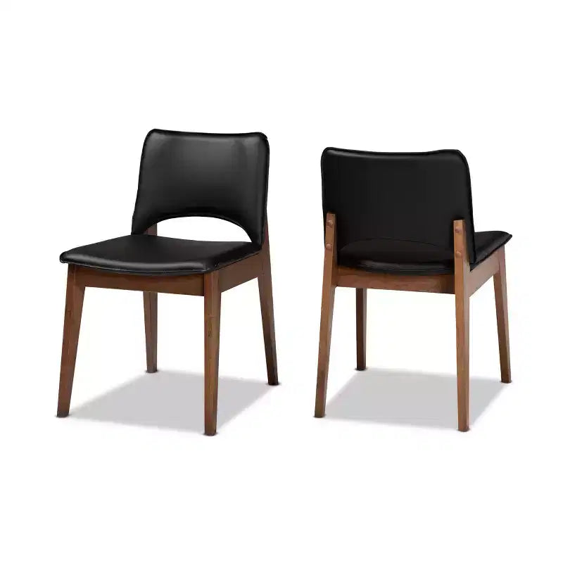 Ensemble de 2 chaises de salle à manger en similicuir rembourré et bois