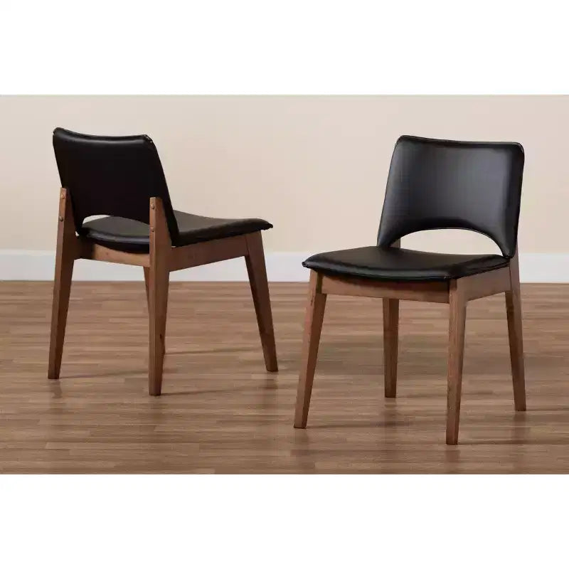 Ensemble de 2 chaises de salle à manger en similicuir rembourré et bois