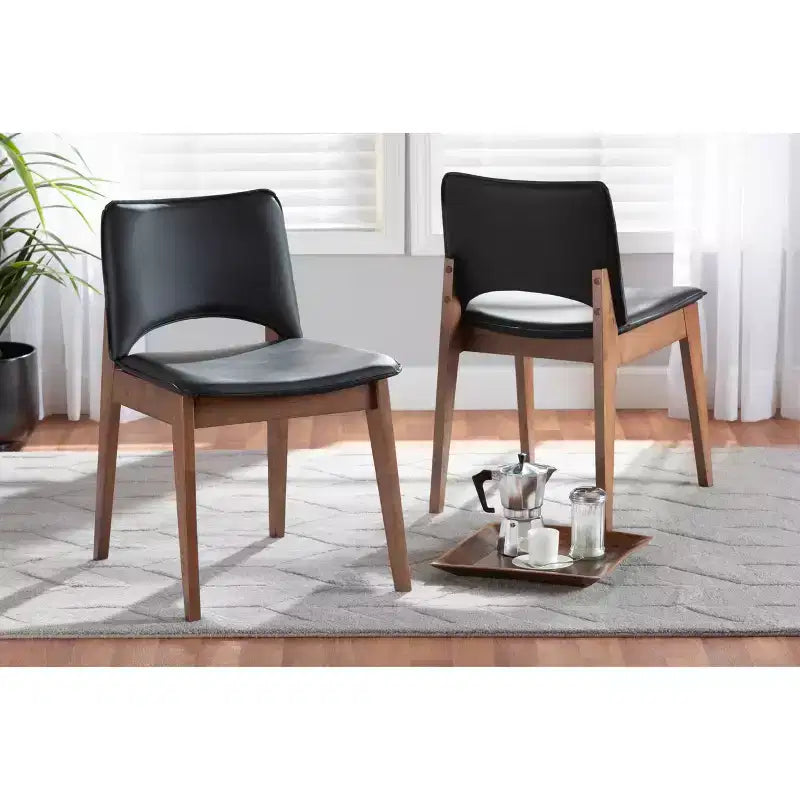 Ensemble de 2 chaises de salle à manger en similicuir rembourré et bois