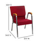 Chaise d'église empilable avec accoudoirs en bois, modèle 21W