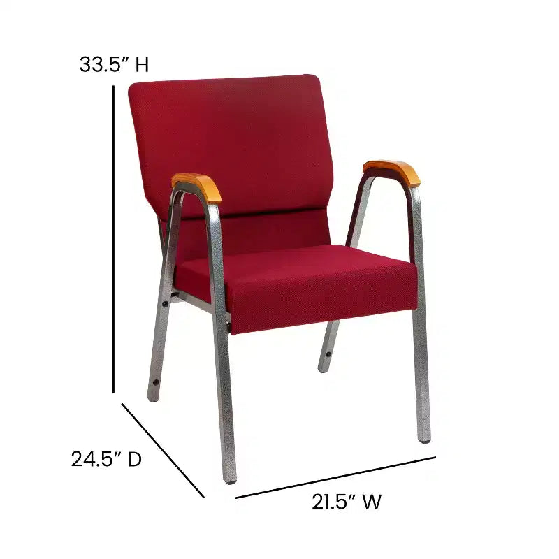 Chaise d'église empilable avec accoudoirs en bois, modèle 21W