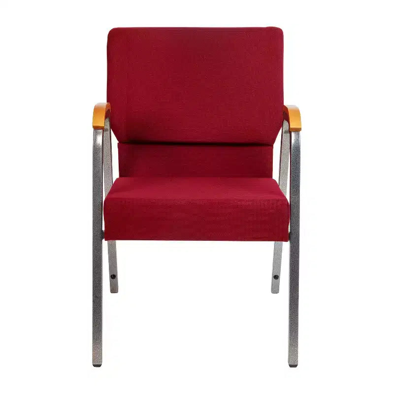 Chaise d'église empilable avec accoudoirs en bois, modèle 21W