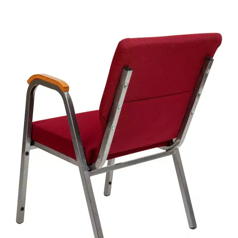 Chaise d'église empilable avec accoudoirs en bois, modèle 21W