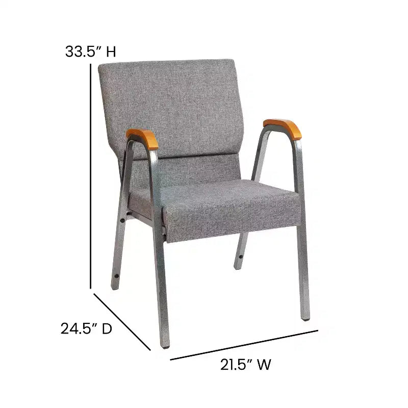 Chaise d'église empilable avec accoudoirs en bois, modèle 21W