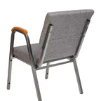 Chaise d'église empilable avec accoudoirs en bois, modèle 21W
