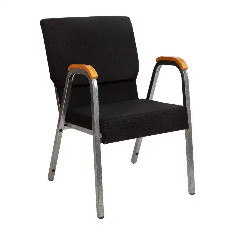 Chaise d'église empilable avec accoudoirs en bois, modèle 21W