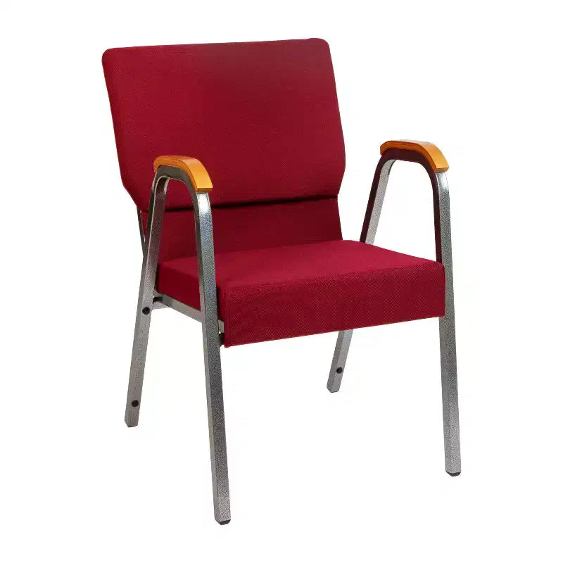 Chaise d'église empilable avec accoudoirs en bois, modèle 21W