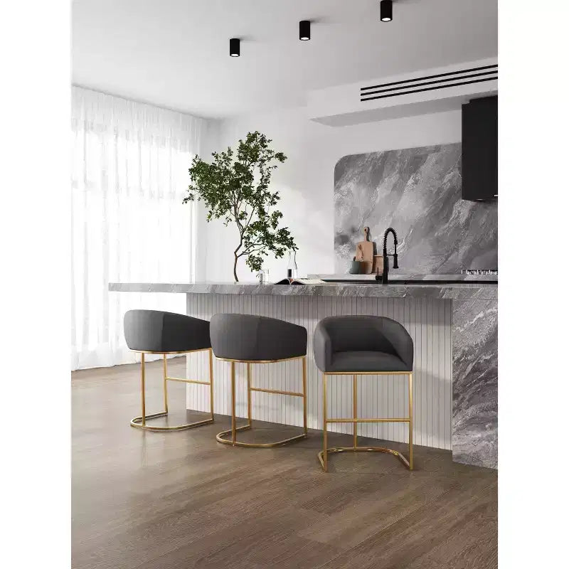 Tabouret de bar rembourré en acier inoxydable
