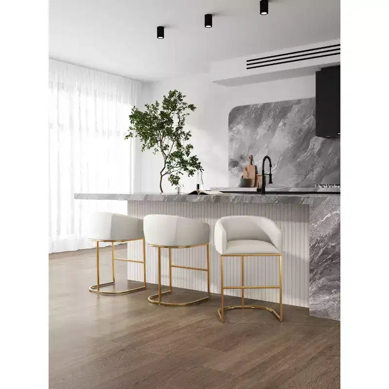Tabouret de bar rembourré en acier inoxydable