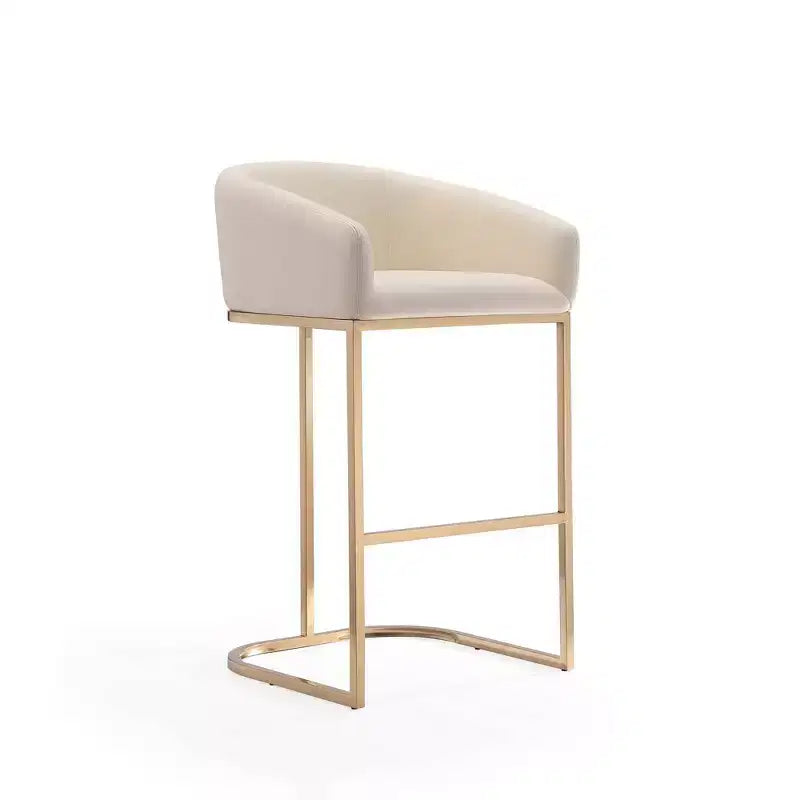 Louvre Upholstered Stainless Steel Barstool - Manhattan Comfort