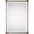 Uttermost Rectangular Vanity Accent Wall Mirror Modern Beveled Silver Leaf Acrylic Rod Frame 23 Wide for Bathroom Bedroom Home