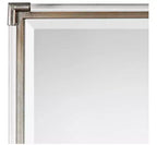 Miroir Mural Rectangulaire Décoratif de Coiffeuse, Moderne, Biseauté, Cadre en Feuilles d'Argent et Tiges en Acrylique, 23" de Large, pour Salle de Bain, Chambre à Coucher, Maison