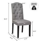 Lot de 4 chaises de salle à manger capitonnées avec bordure cloutée et pieds en bois de caoutchouc