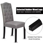 Lot de 4 chaises de salle à manger capitonnées avec bordure cloutée et pieds en bois de caoutchouc