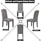 Lot de 4 chaises de salle à manger capitonnées avec bordure cloutée et pieds en bois de caoutchouc