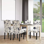 Lot de 4 chaises de salle à manger capitonnées avec bordure cloutée et pieds en bois de caoutchouc