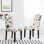 Lot de 4 chaises de salle à manger capitonnées avec bordure cloutée et pieds en bois de caoutchouc