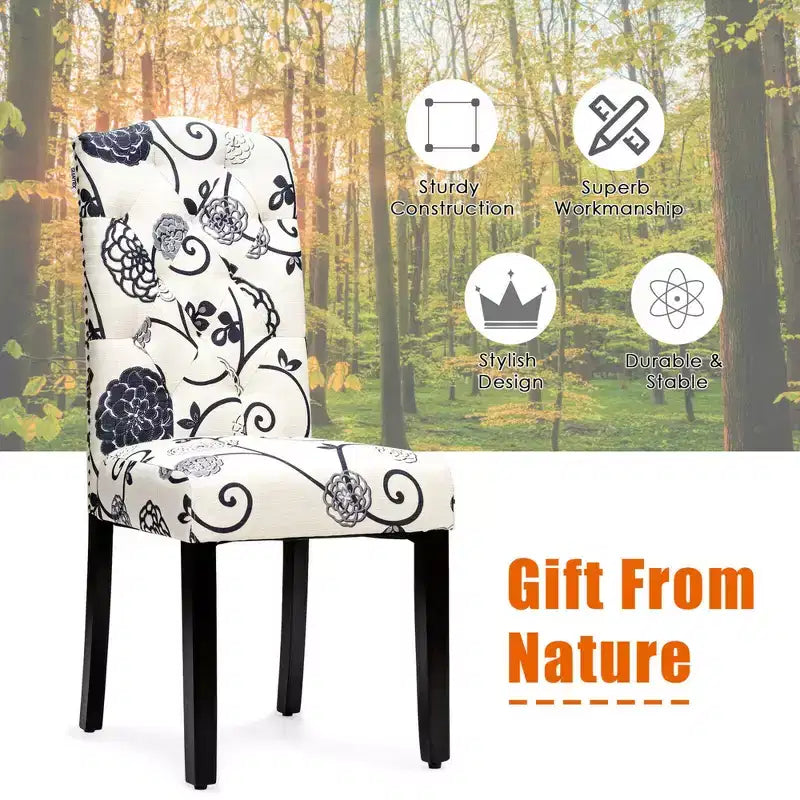 Lot de 4 chaises de salle à manger capitonnées avec bordure cloutée et pieds en bois de caoutchouc