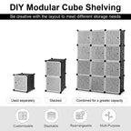 Armoire de rangement portable DIY 12 cubes avec portes pour vêtements